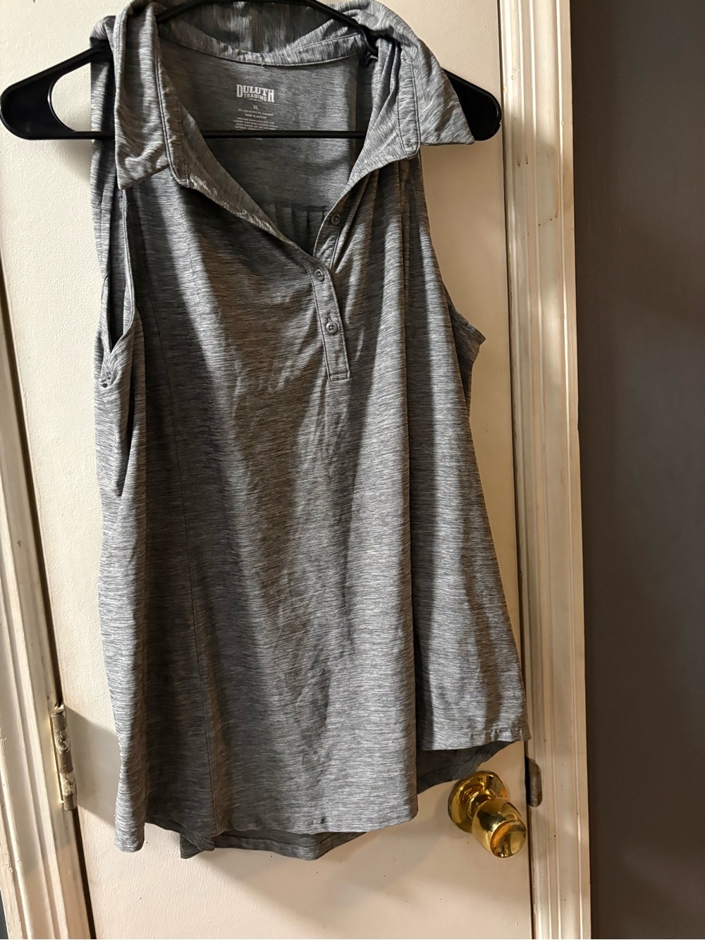 Duluth Trading Co Gray Sleeveless Hooded Polo Tank size XL